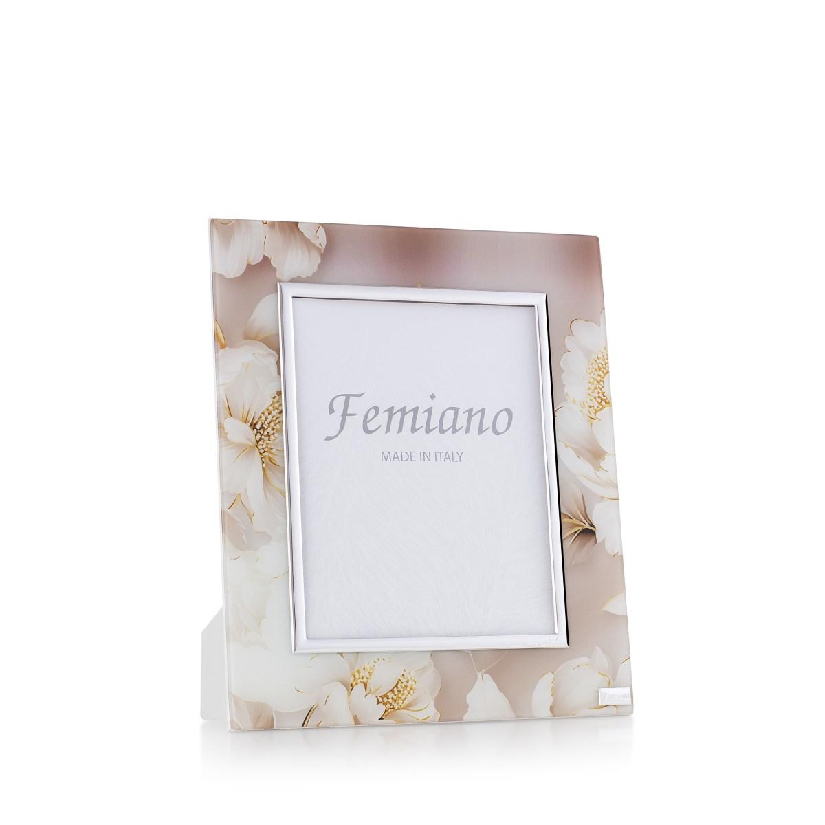 Femiano - Cornice portafoto in vetro temperato linea Peonie misura 18x24 cm