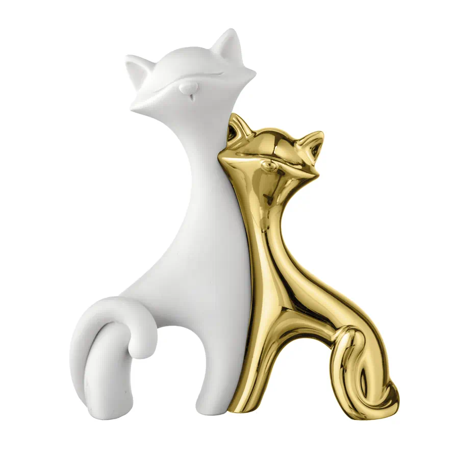 Bongelli - Scultura coppia gattini 12×11 oro/bianco