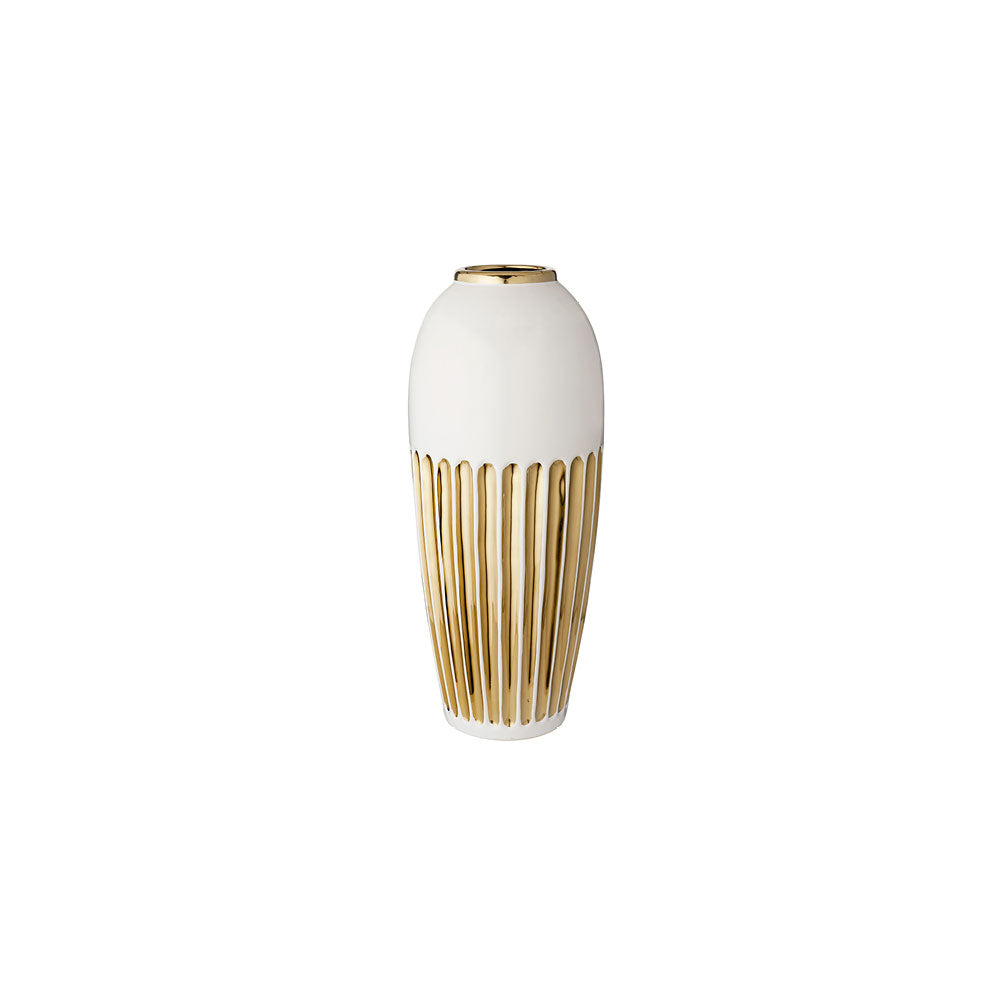L'arte di Nacchi - Vaso decorativo in ceramica bianca e oro ot-13