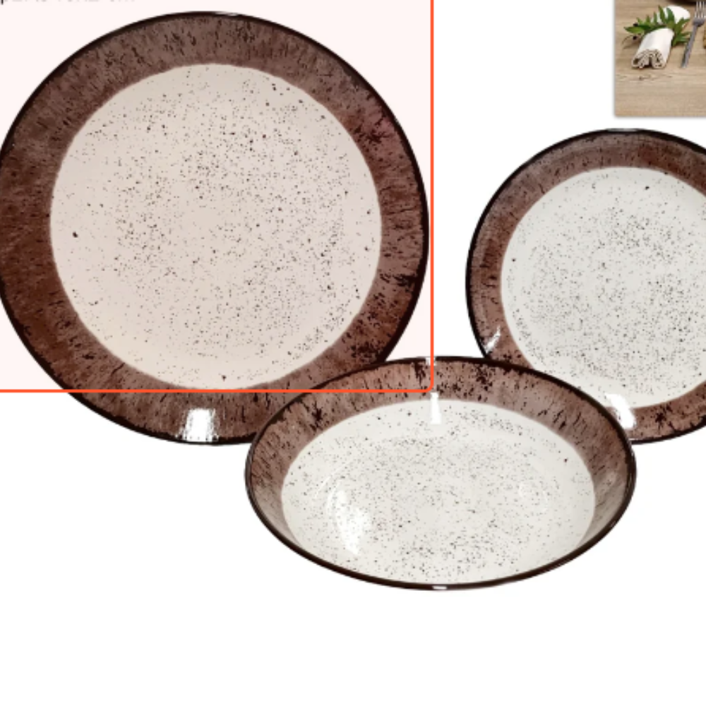 Due Esse - Servizio di piatti in porcellana marrone scuro stile moderno 18 pezzi