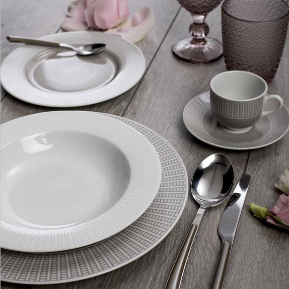 Evviva - Set da tavola per 6 persone Marsiglia tortora