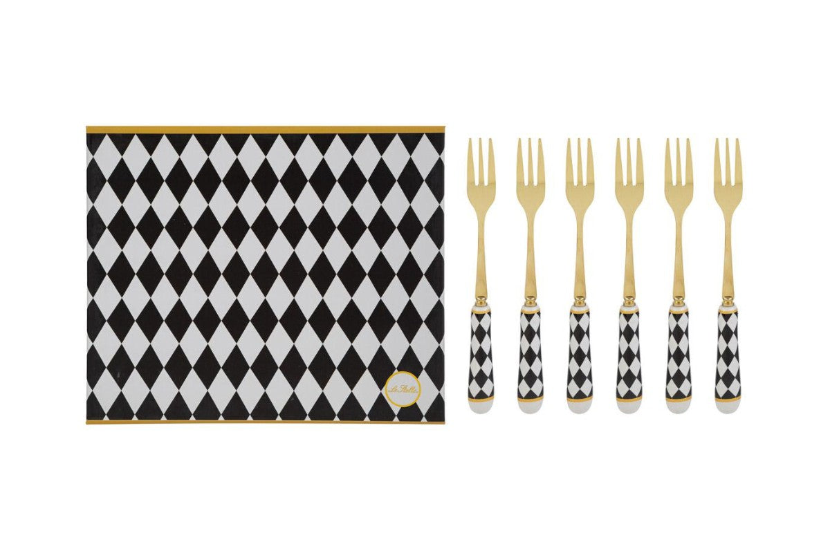 Le Stelle - Set 6 Pz Forchettine dec. Scacchi 15cm