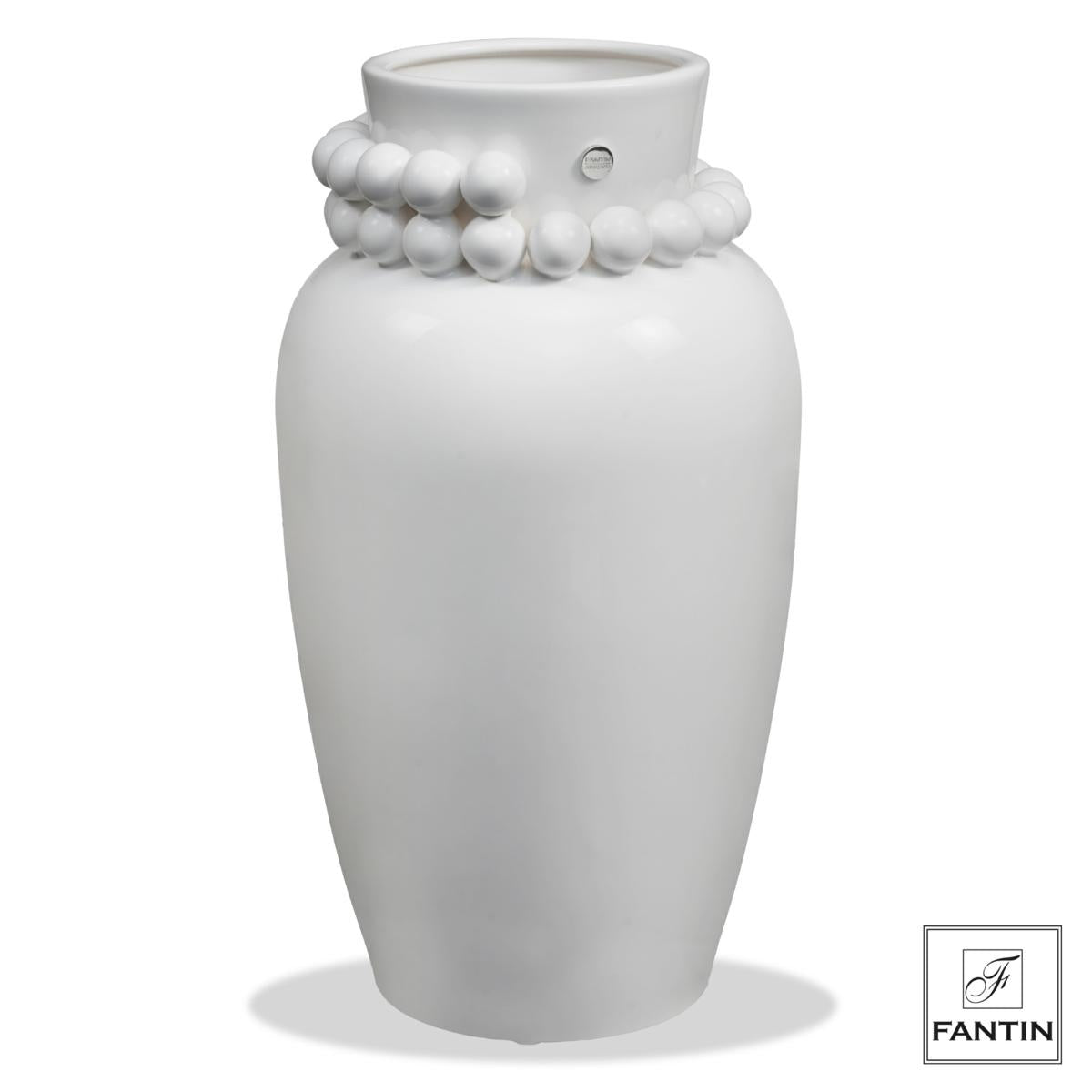 Fantin Argenti - Vaso ceramica perle bianco
