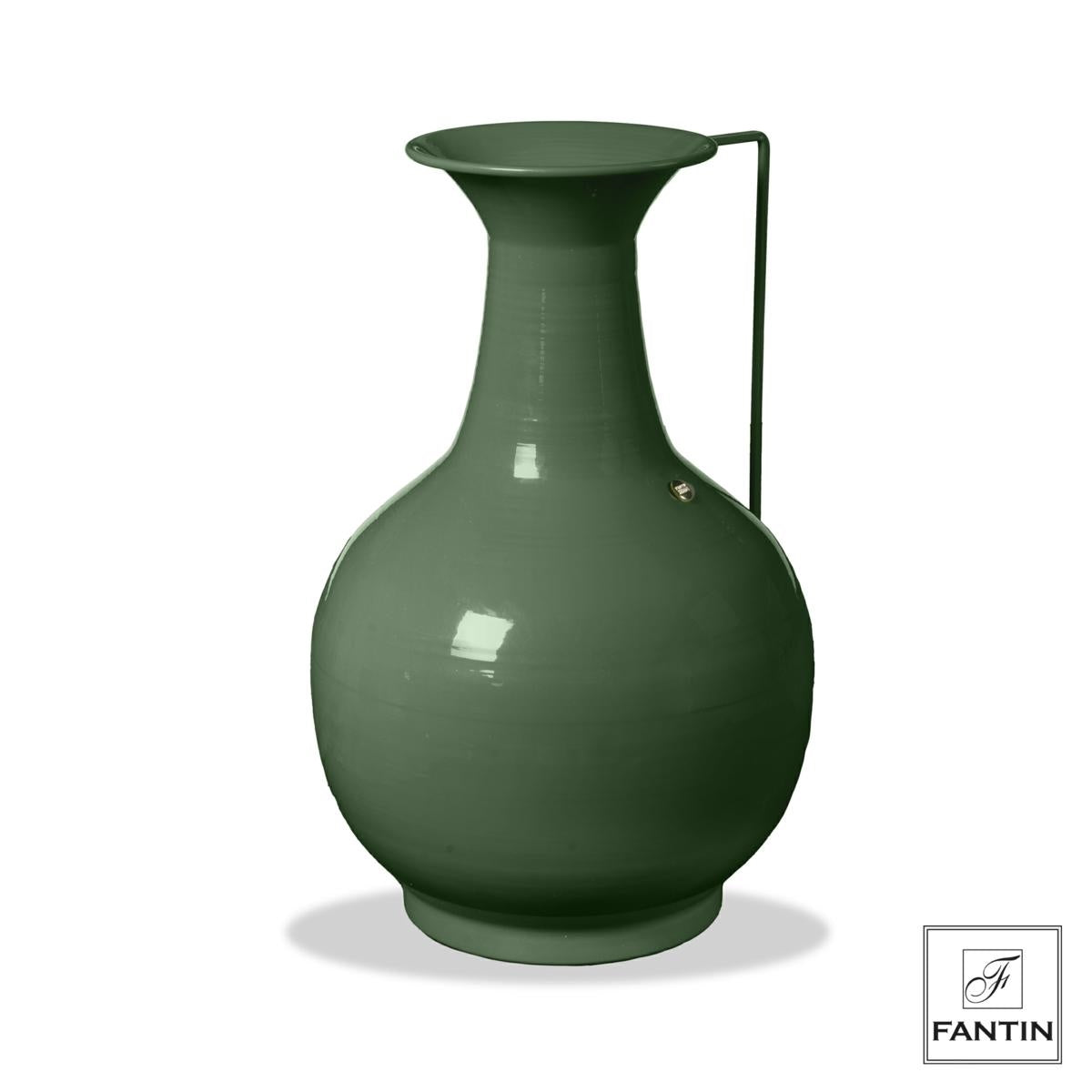 Fantin Argenti - Vaso metallo goccia verde