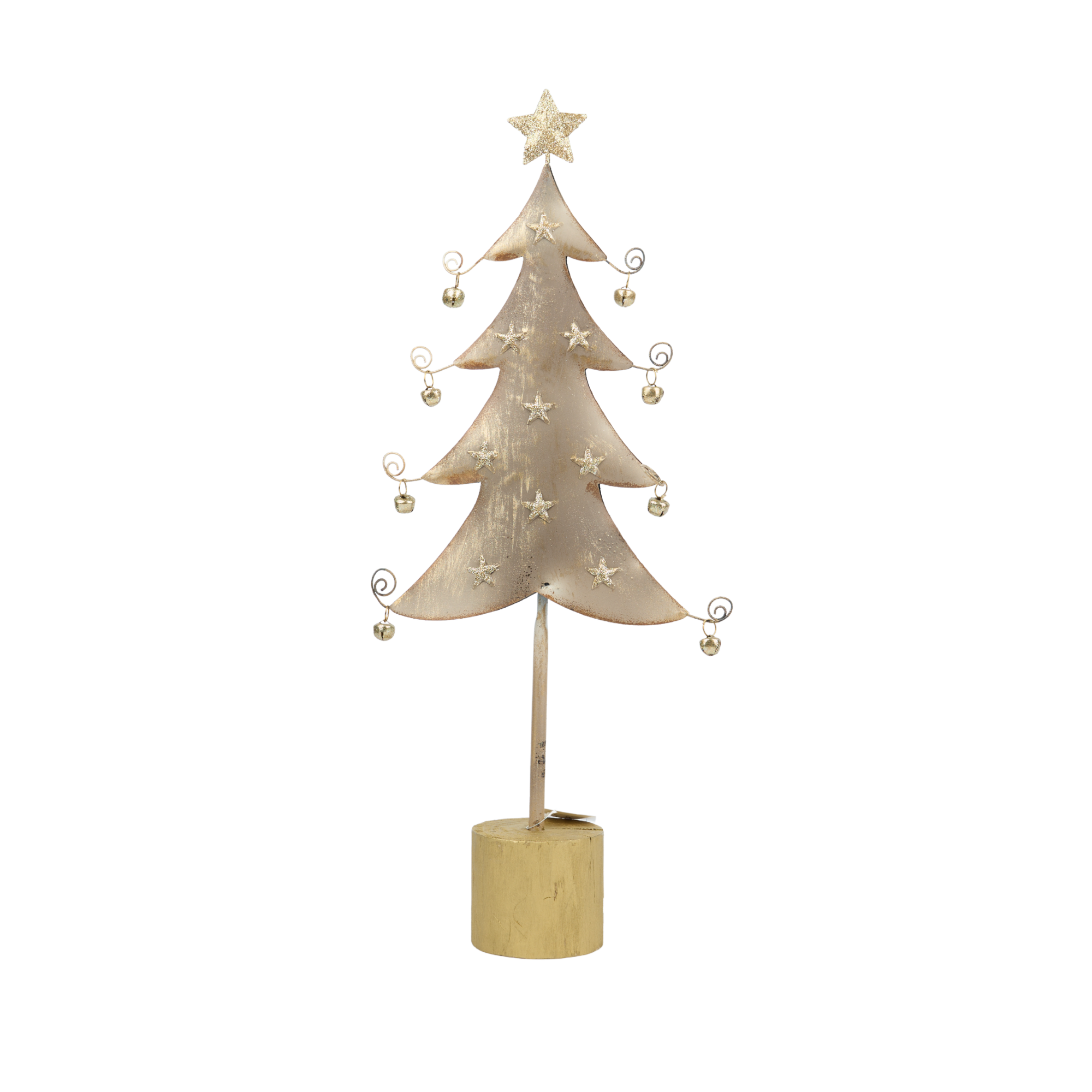 Mascagni Casa - Abete in metallo con base in legno piccolo oro