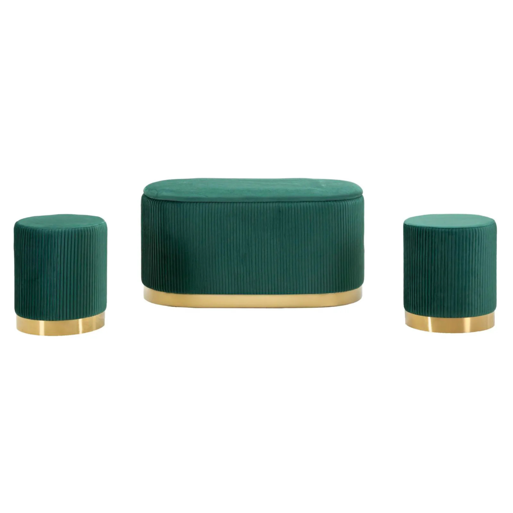 Mauro Ferretti - Set 3pz Panca con contenitore e sgabelli Shopy verde
