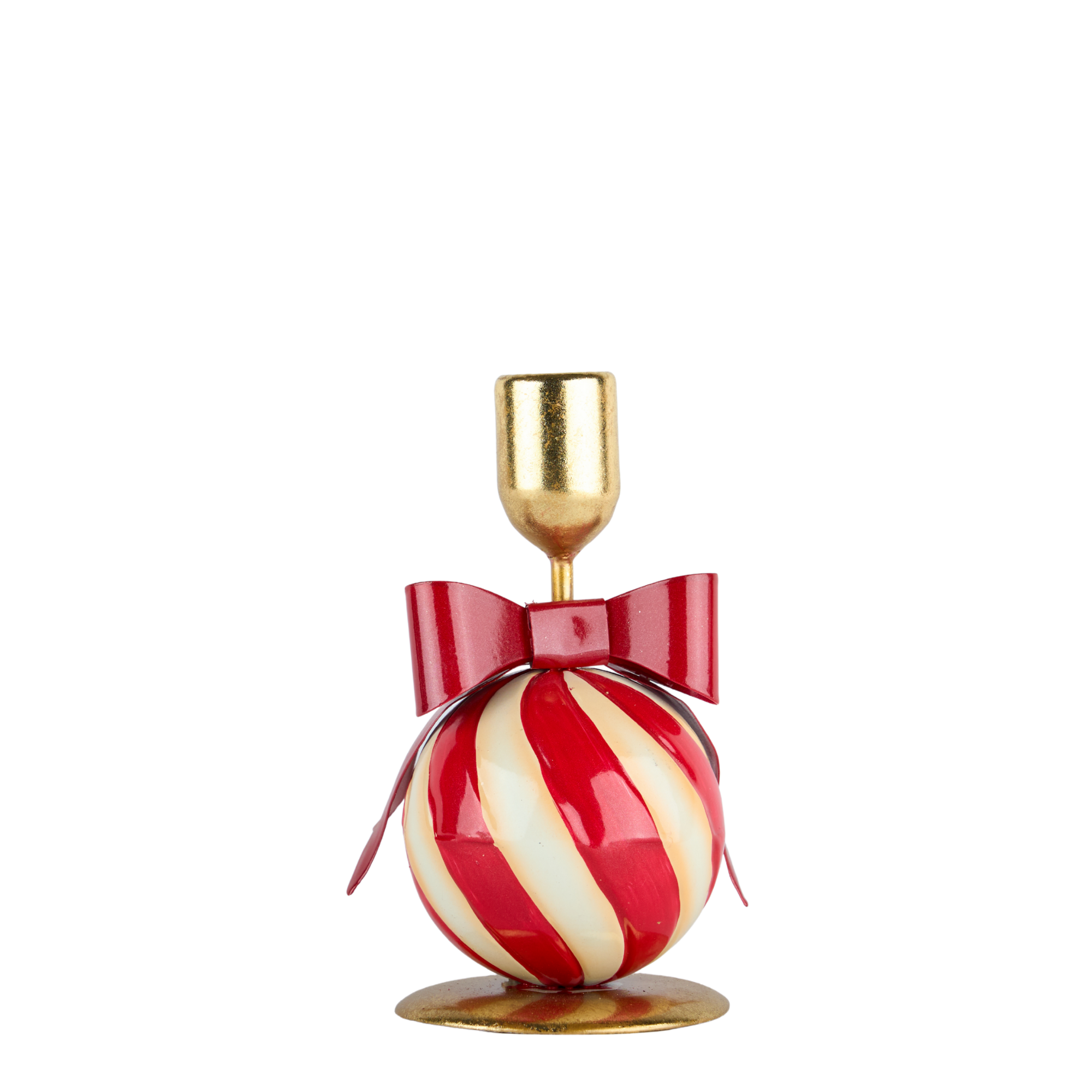 Magnifique Maison - Porta candele metallo bianco fiocco rosso