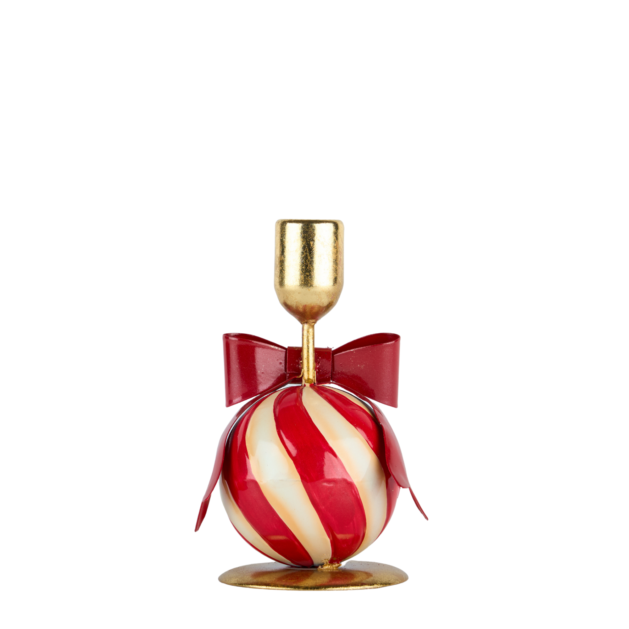 Magnifique Maison - Porta candele metallo bianco fiocco rosso