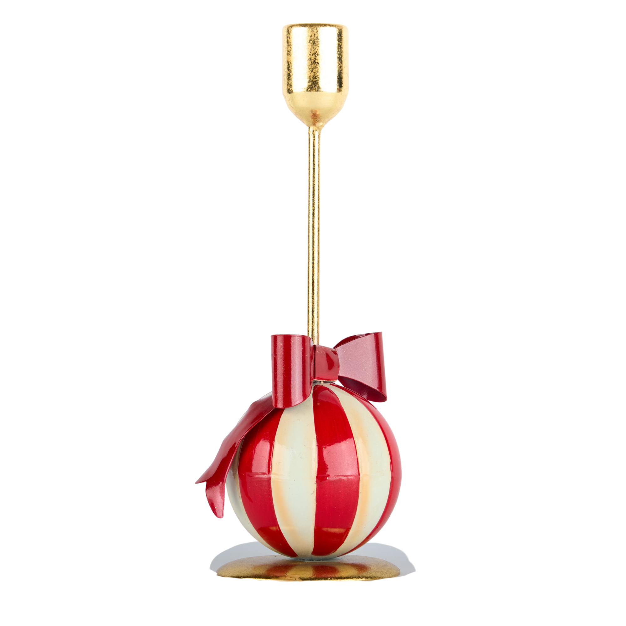 Magnifique Maison - Porta candele metallo bianco rosso fiocco rosso