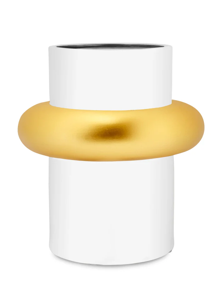 Fade Maison - Vaso cilindrico Gabrielle oro e bianco