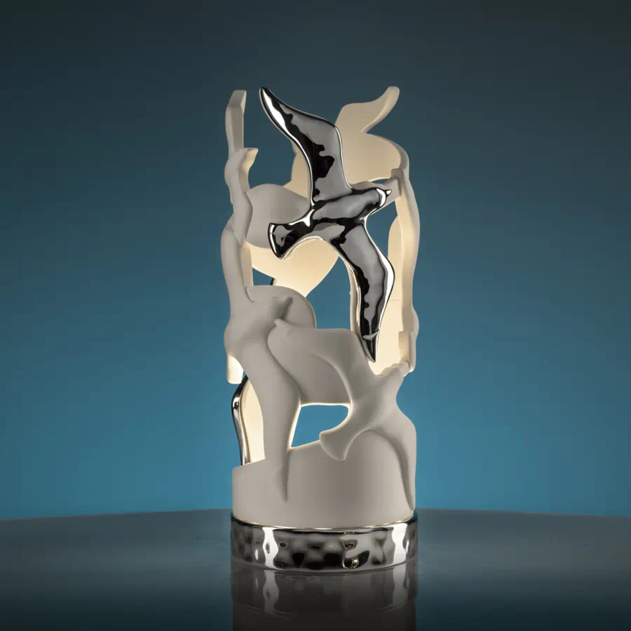 Bongelli - Lampada led gabbiani base argento h.16