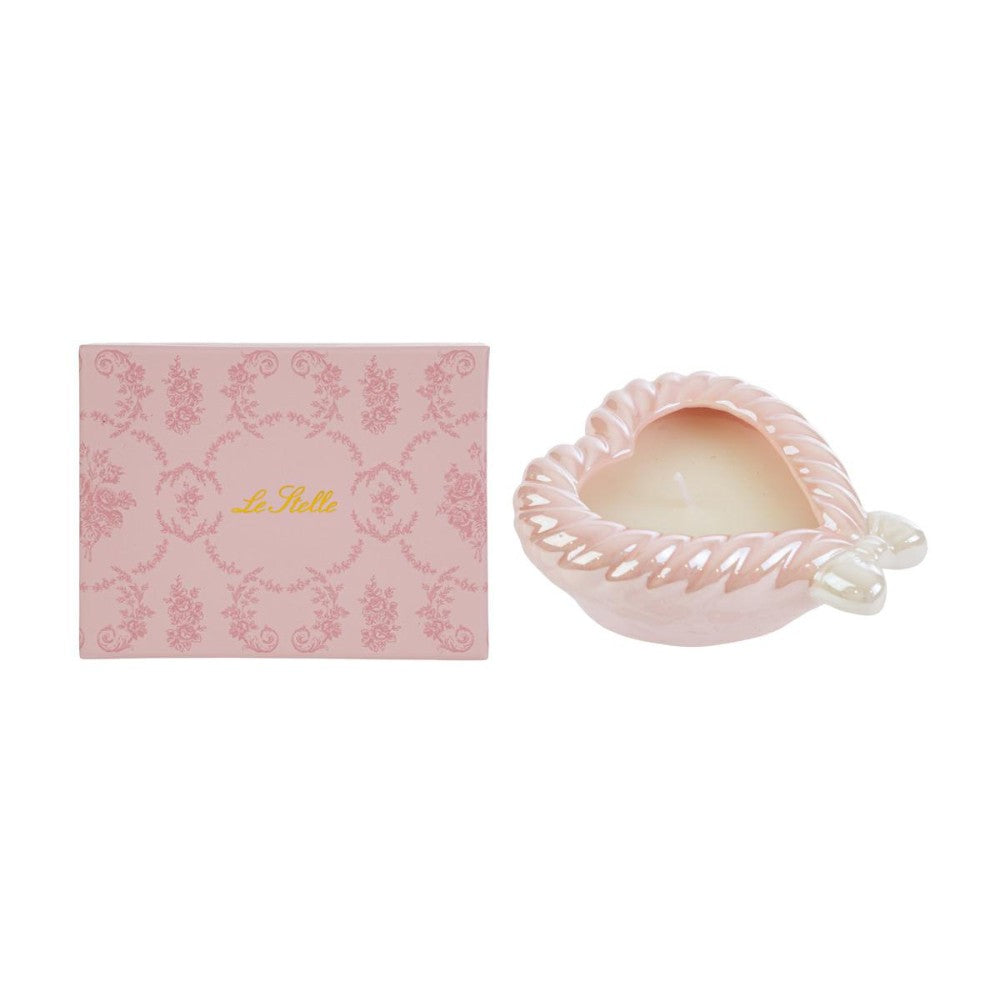 Le Stelle - Candela Cuore Porcellana Rosa 11x10x4,5cm