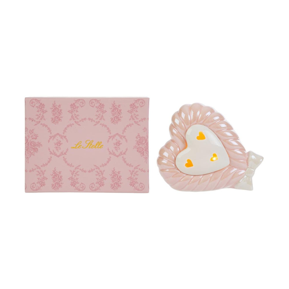 Le Stelle - Cuore Rosa Led Porcellana 13x6x10,5cm