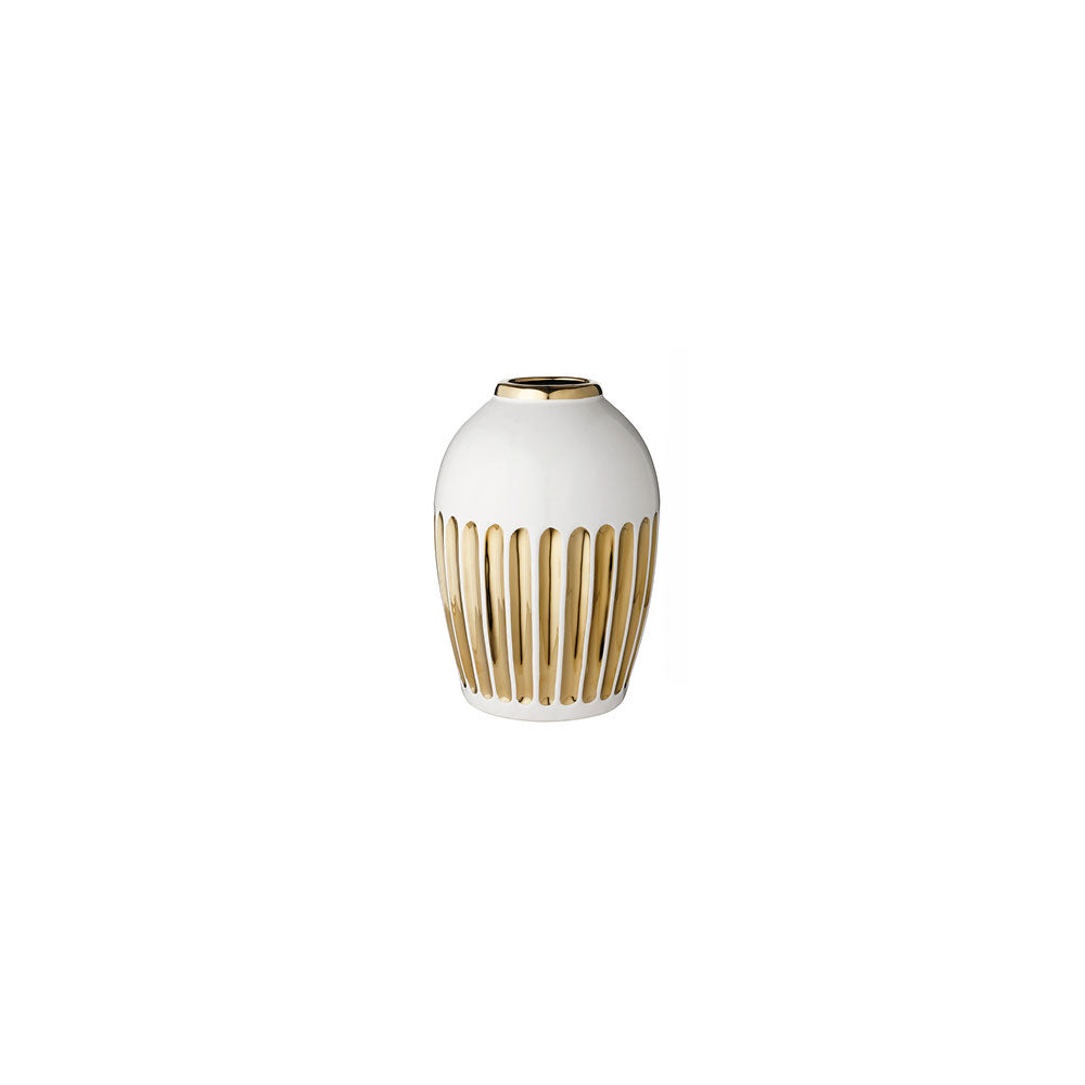 L'arte di Nacchi - Vaso decorativo in ceramica bianca e oro ot-15