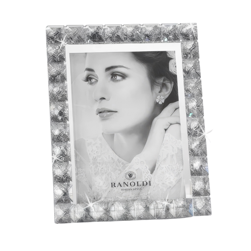 Ranoldi - Portafoto cornice mosaico argento foto 13 x 18