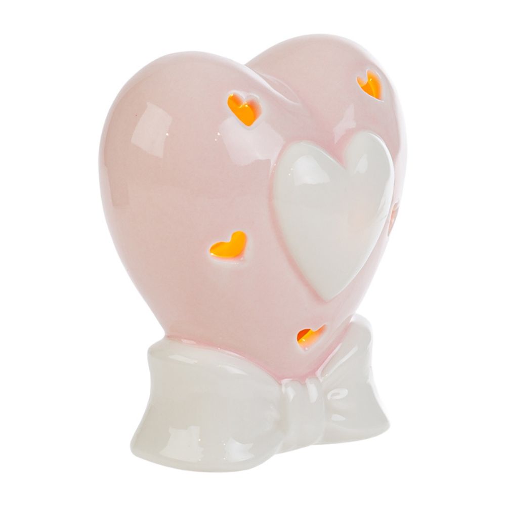 Le Stelle - Cuore Porcellana Led Rosa 8x6x10cm