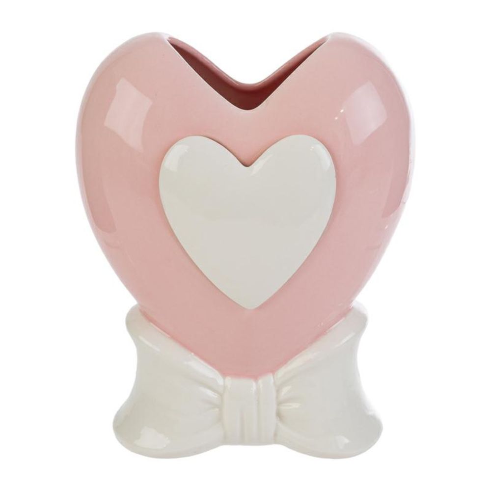 Le Stelle - Vaso Cuore Porcellana Rosa 15,5x10x20cm