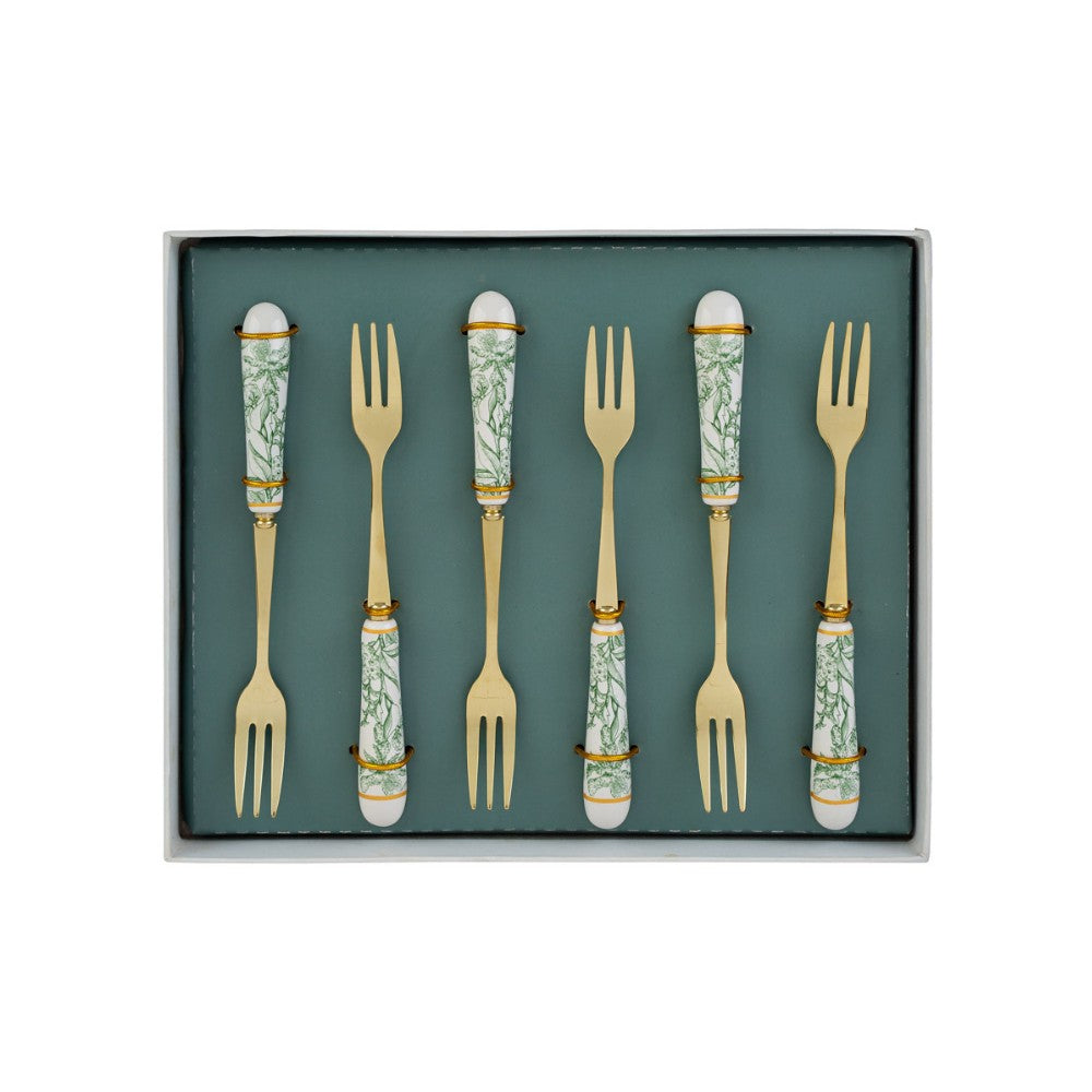 Le Stelle - Set 6 PZ Forchettine decorazione Verde 15 cm