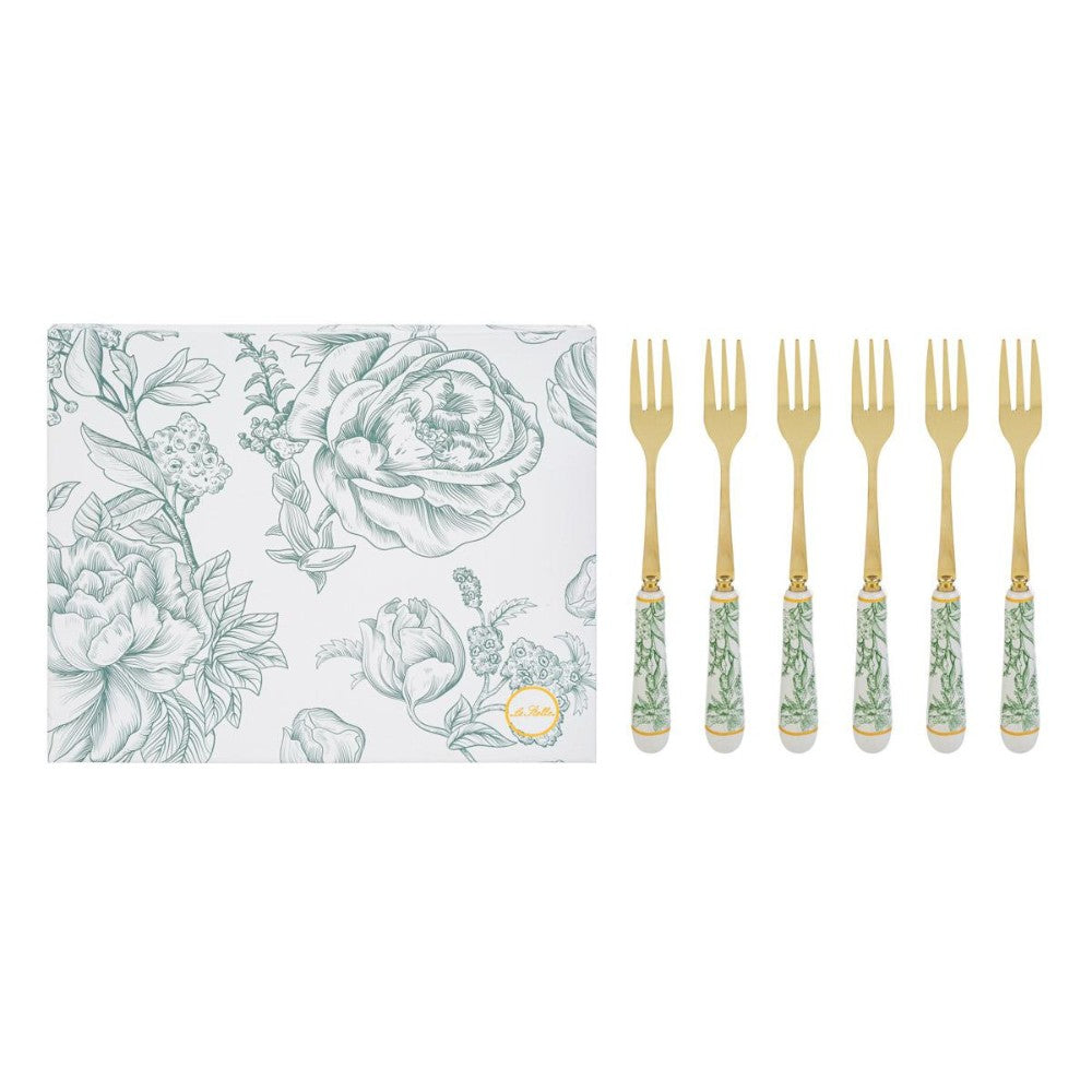 Le Stelle - Set 6 PZ Forchettine decorazione Verde 15 cm