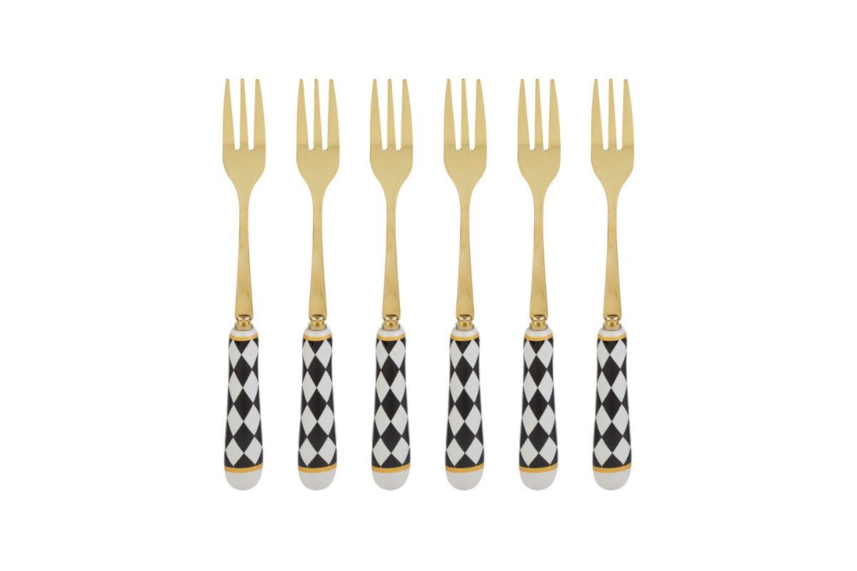 Le Stelle - Set 6 Pz Forchettine dec. Scacchi 15cm