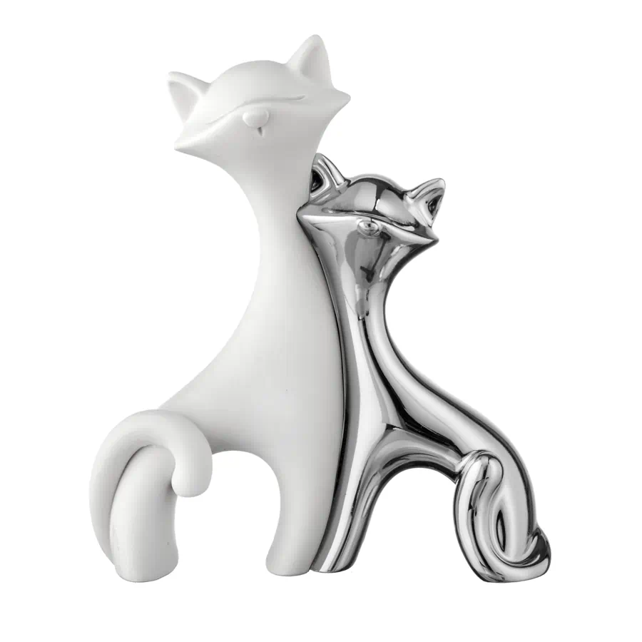 Bongelli - Scultura coppia gattini 12×11 argento/bianco