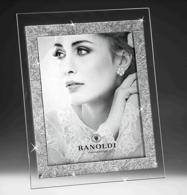 Ranoldi - Portafoto in cristallo decoro foglia argento